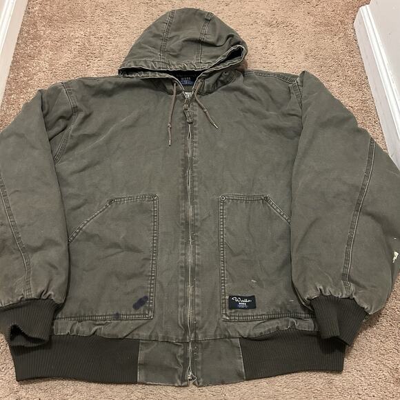 Walls Workwear Hooded Canvas Jacket Size 2XL Distressed Green - Picture 1 of 13